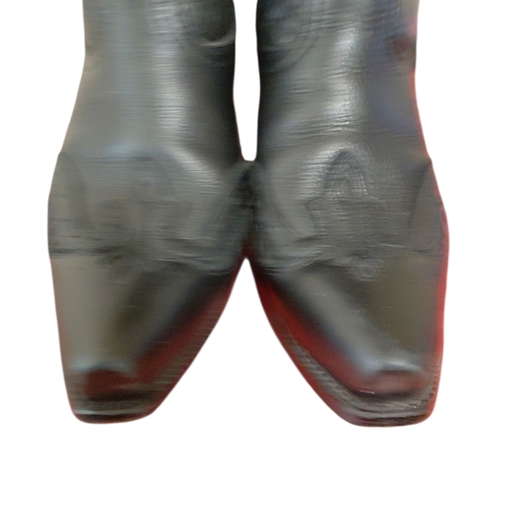 Road Wolf Women's Black Cowboy Boots Sz 7.5 Black Embossed Western Boots - Picture 3 of 11